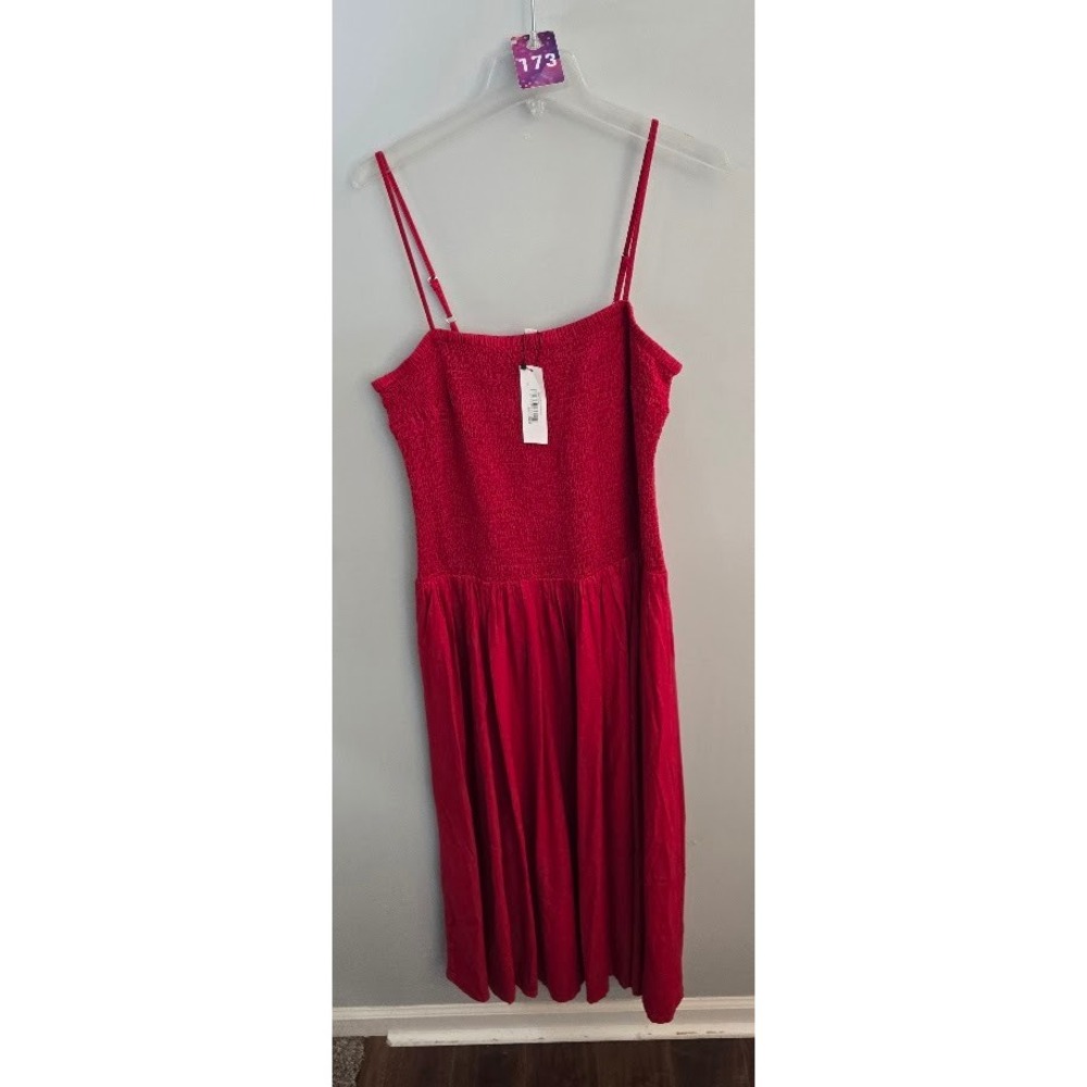 The Drop Womens Florencia Smocked Bodice Dress Crimson Red Plus Size XXL NEW